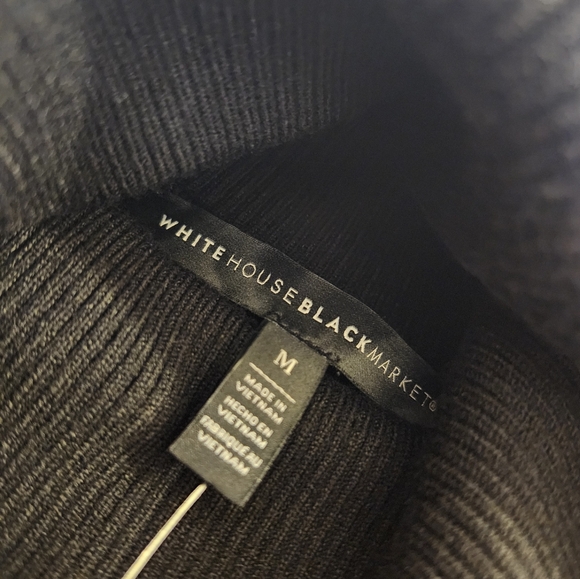 NWT WHBM Black and Ecru Striped Women's Long Sleeve Turtleneck Size M - Picture 5 of 6